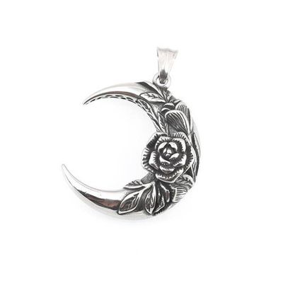 Rose Crescent Moon Charm- Pendant only