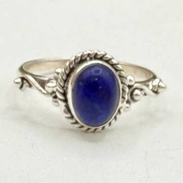 Lapis On Semi-Precious Oval Gemstone Ring