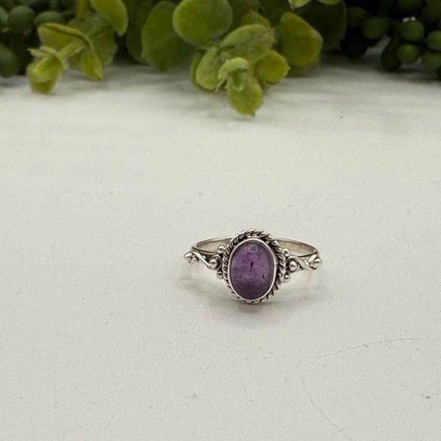 Amethyst Semi-Precious Oval Gemstone Ring