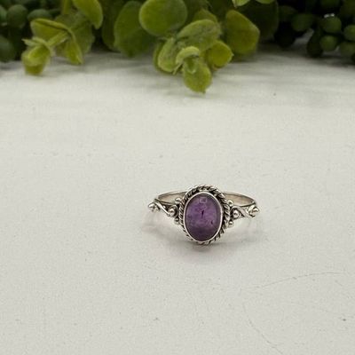Amethyst Semi-Precious Oval Gemstone Ring