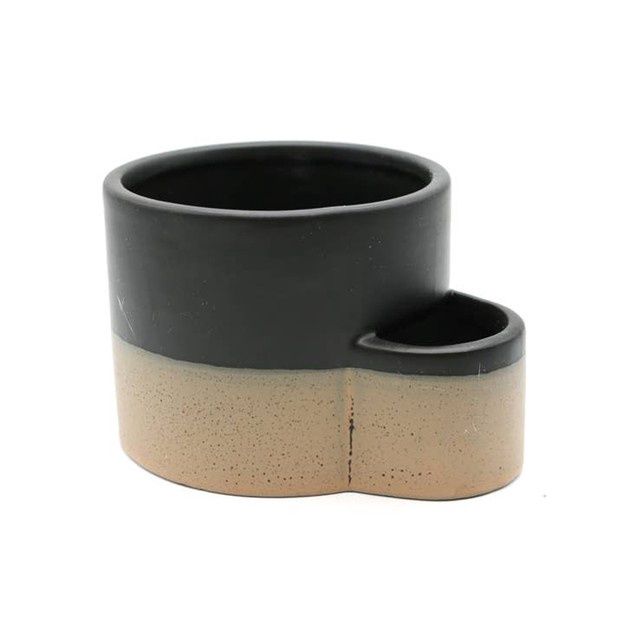 Ceramic Burner w/ Match Slot - Black &amp; Brown