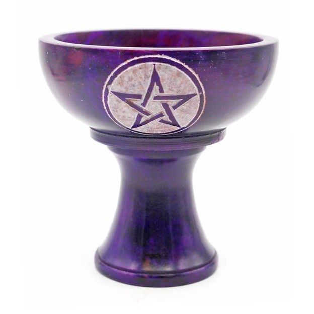 Soapstone Smudge Bowl w/ Stand - Pentacle