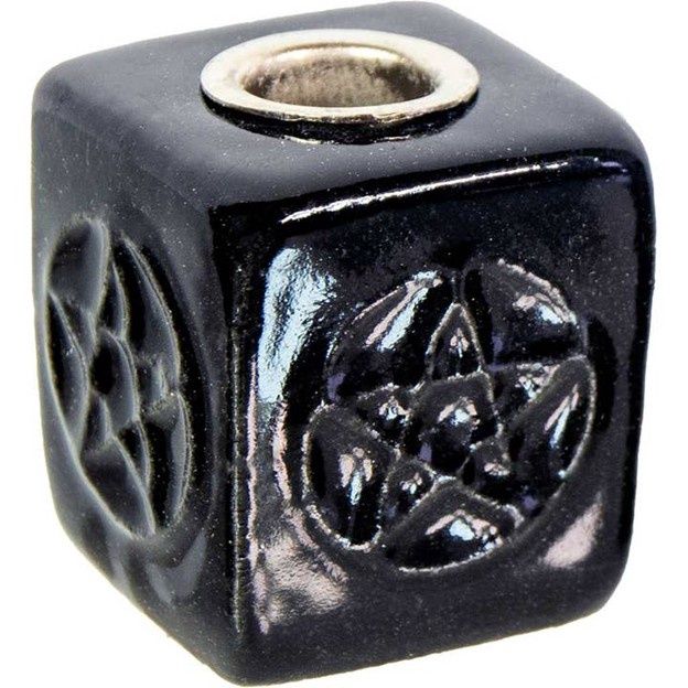 Ceramic Mini Candle Holder Cube - Pentacle Black