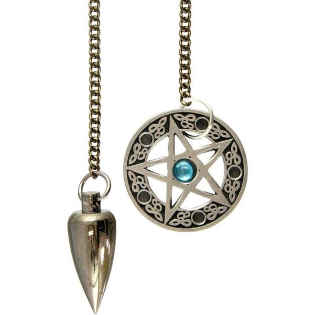 Metal Pendulum with Pentacle - Cone Brushed Metal