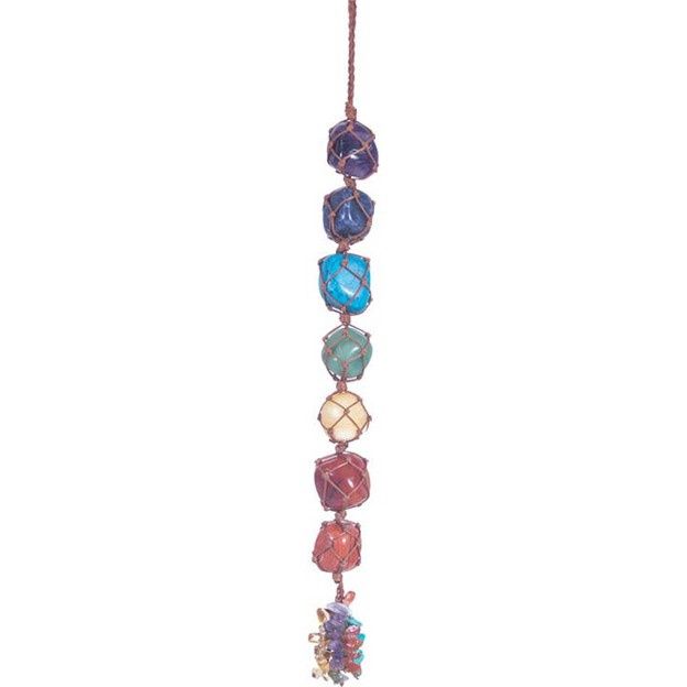 Hanging Rough Crystal String w/ Tassels - Chakra