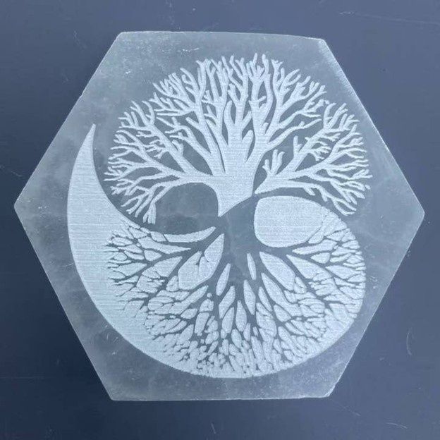 Selenite Hexagon Charging Plate - Tree of Life