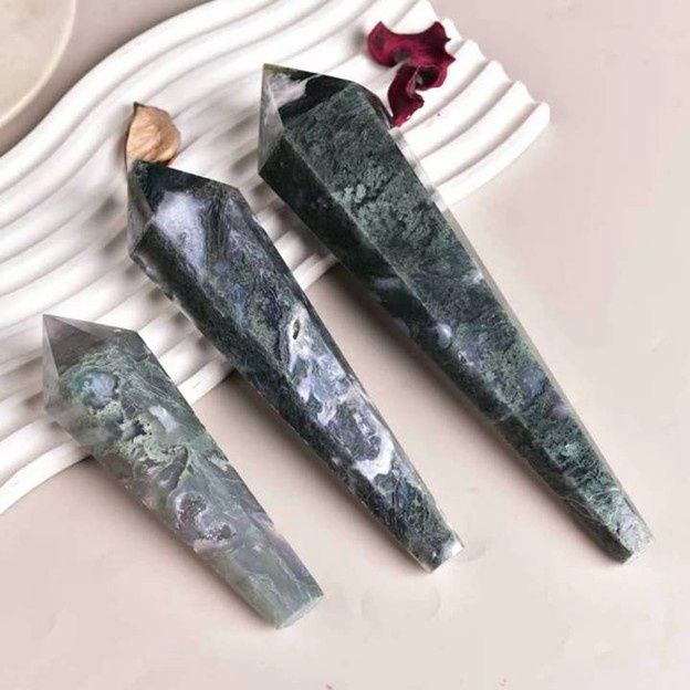 Moss Agate Stone Scepter