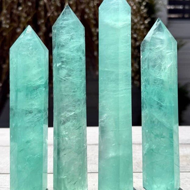 Mint Green Natural Fluorite Tower Obelisk