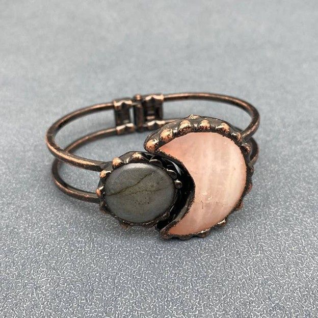 Star Moon Element Craft Bangle - Rose Quartz
