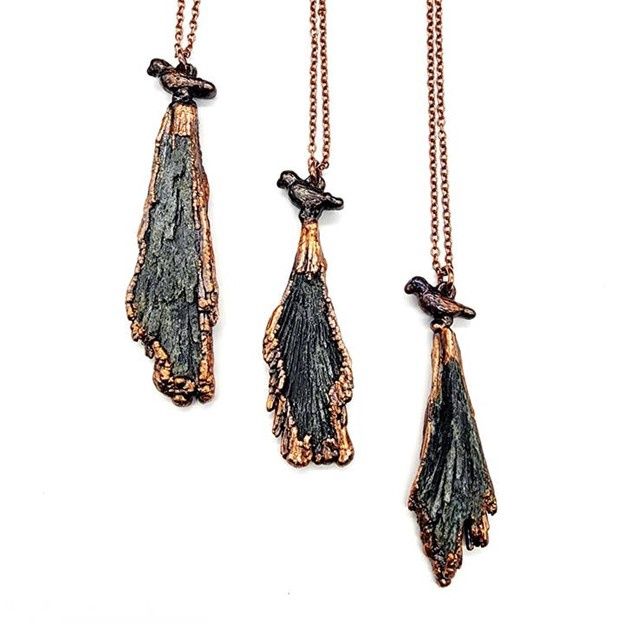 Black Kyanite Raven Necklace