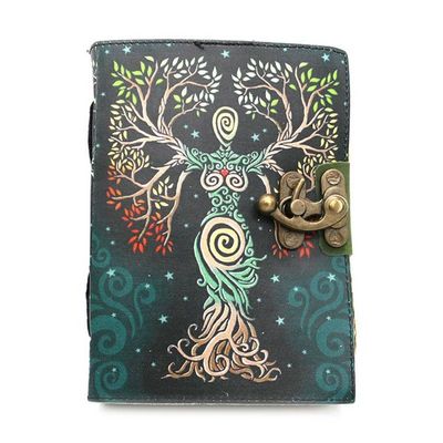 Blank Leather Journal - Embossed Goddess of Life