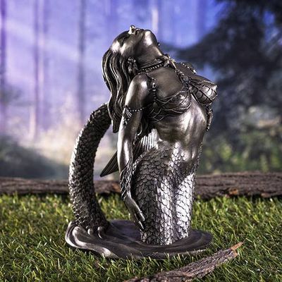 Silver Siren Mermaid Statue