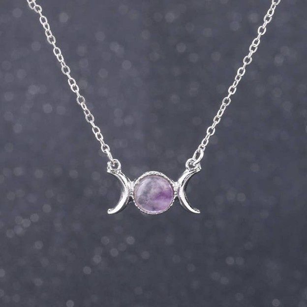 Triple Moon Necklace - Amethyst