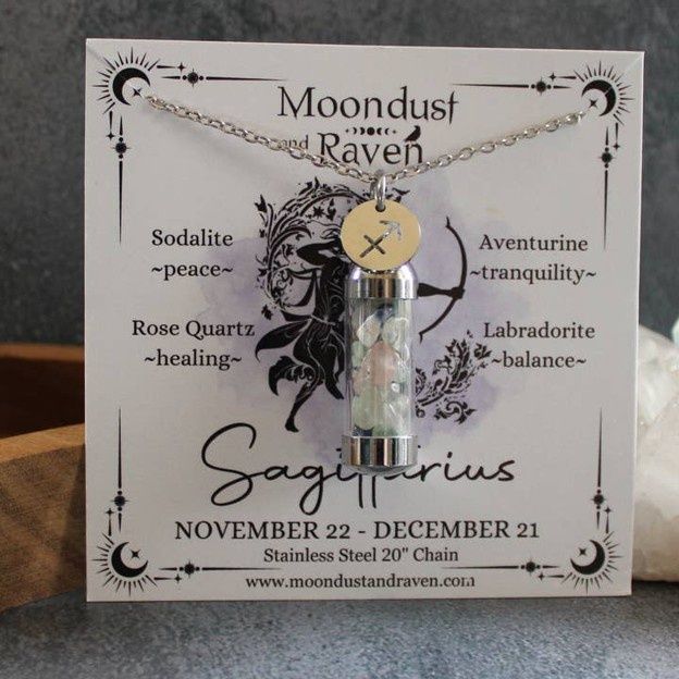 Sagittarius Crystal Vial Necklace