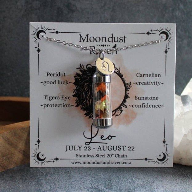 Leo Crystal Vial Necklace