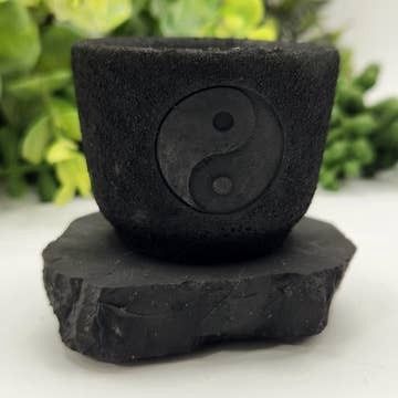 Shungite Figurine Candle Holder-Ying Yang