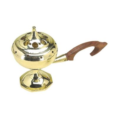 Brass Burner w/ Lid + Wooden Handle