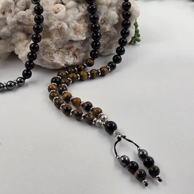 Mala 108 Bead Black Obsidian/Tiger Eye/Hematite