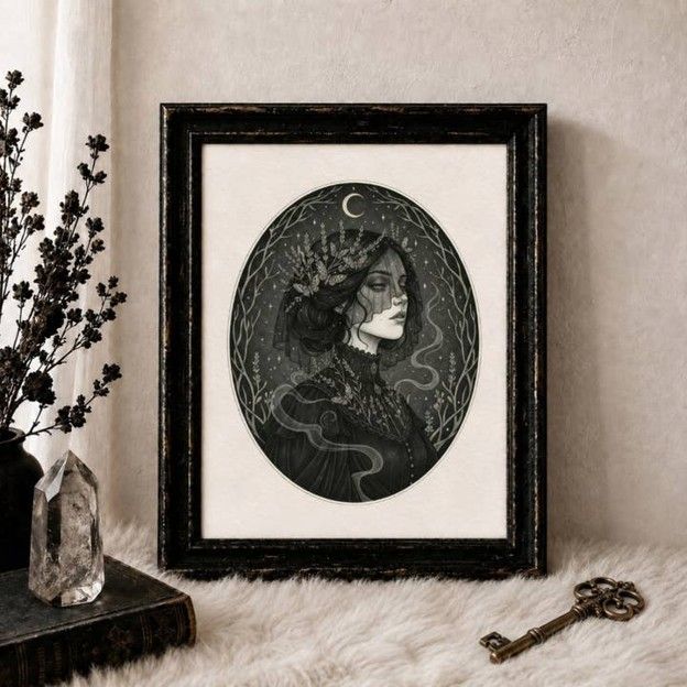 The Midnight Botanist | Dark Botanical Art Print