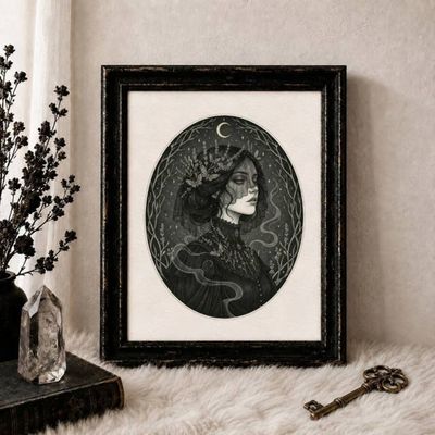 The Midnight Botanist | Dark Botanical Art Print