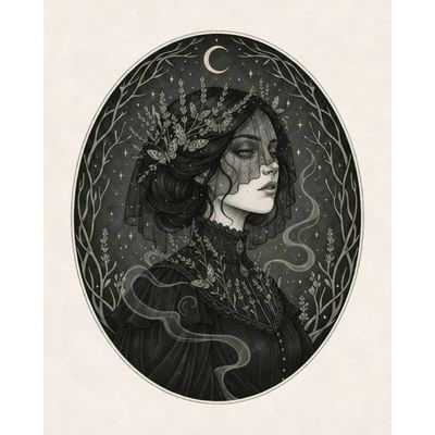 The Midnight Botanist | Dark Botanical Art Print