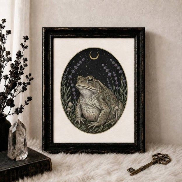 The Lavender Toad | Gothic Botanical Art Print
