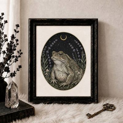 The Lavender Toad | Gothic Botanical Art Print
