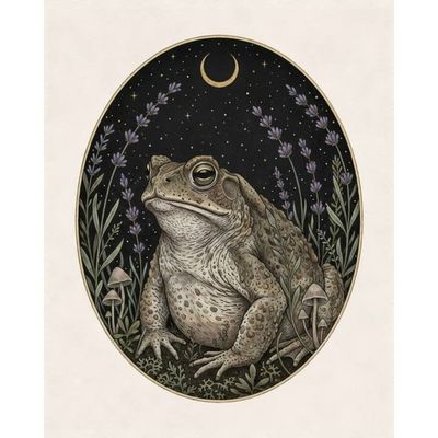 The Lavender Toad | Gothic Botanical Art Print