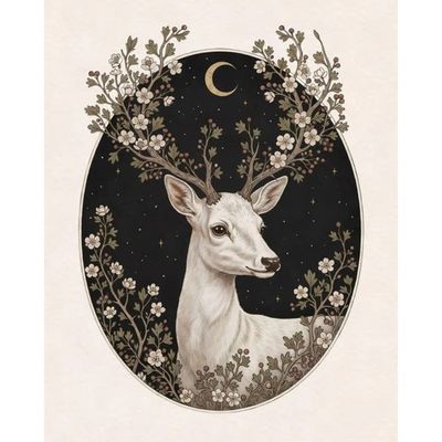 The Hawthorn Hart Gothic | Botanical Deer Art Print