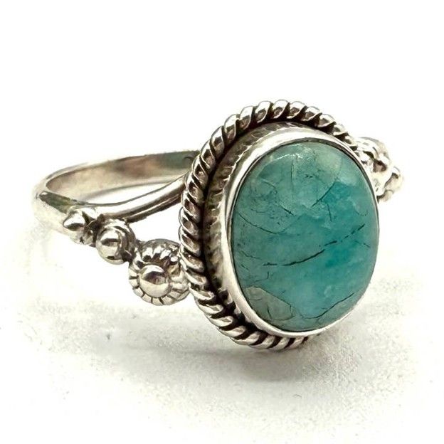 Amazonite Semi-Precious Gemstone Sterling SilverRing