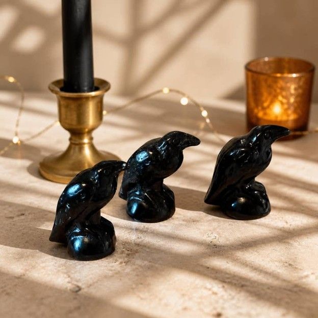 Black Obsidian Raven/Crow 1 1/4 inch
