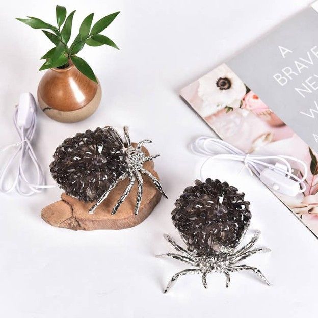 Crystal Spider Lamp – Smoky Quartz