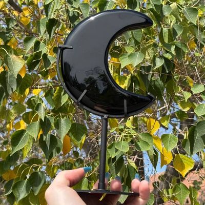 Black Obsidian Crescent Moon with Stand