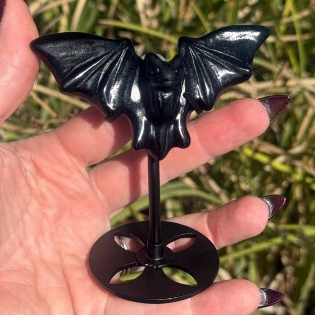 Obsidian Bat with Stand - Small