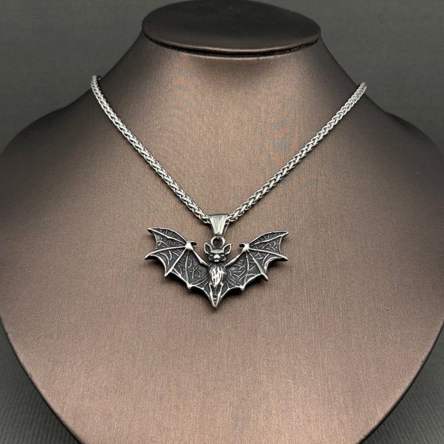 Bat Charm Stainless Steel  -  Pendant Necklace