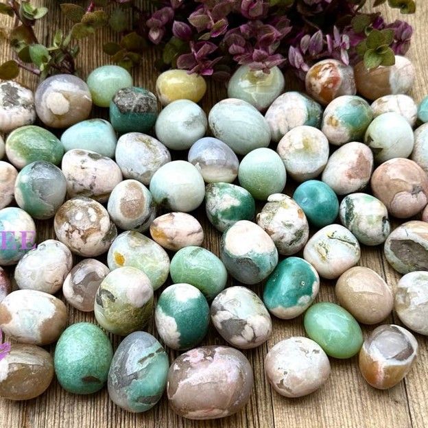 Green Flower Agate Tumbled
