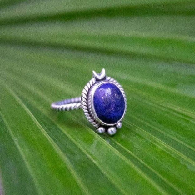 Lapis Lazuli Ring with crescent moon