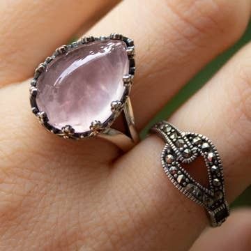 Rose Quartz Ring - Tear Shape