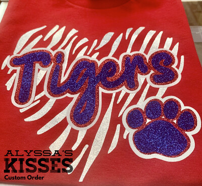 Wharton Tigers Heart with Paw - School Spirit 