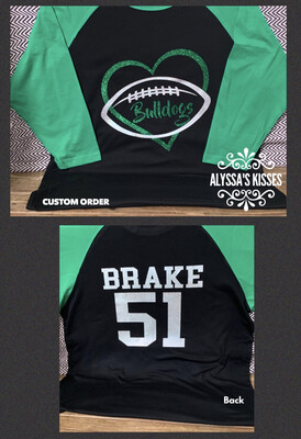 Football Heart - (Boling Bulldogs) School Spirit 