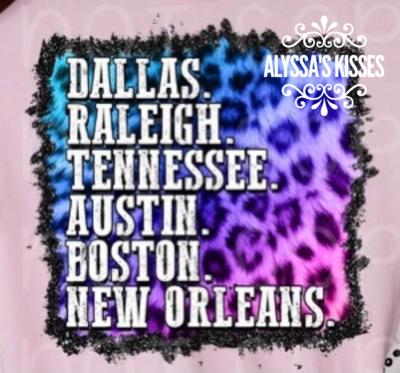 Dallas Raleigh Tennessee Austin Boston New Orleans 🎶 #3 Colorful Leopard 