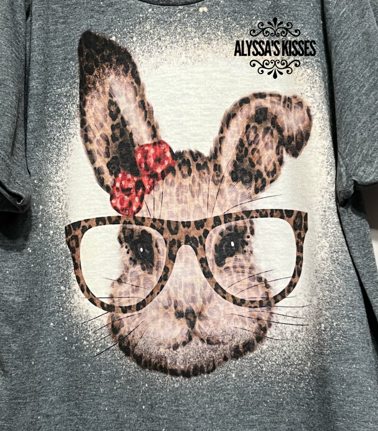 Leopard Red Bow Bunny Rabbit - Easter