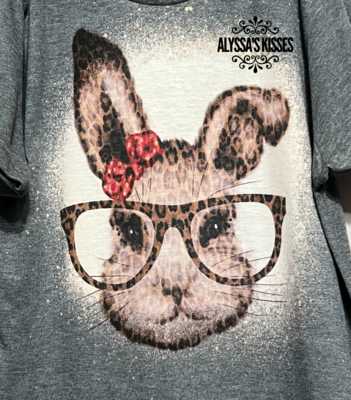 Leopard Red Bow Bunny Rabbit - Easter