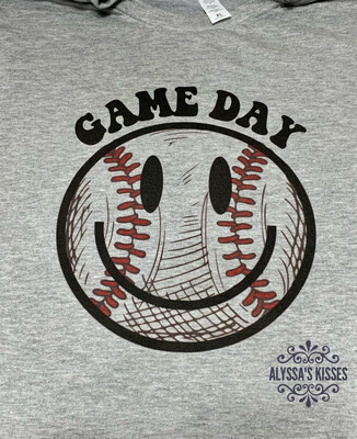 Game Day Smiley Face Baseball Softball