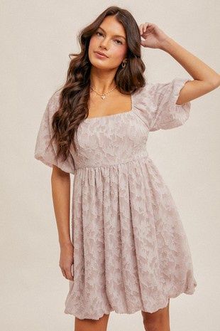 Lilac Square Neck Bubble Dress
