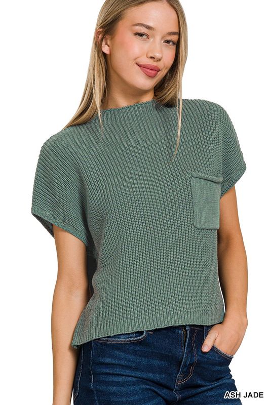 Mock Neck Cropped Sweater