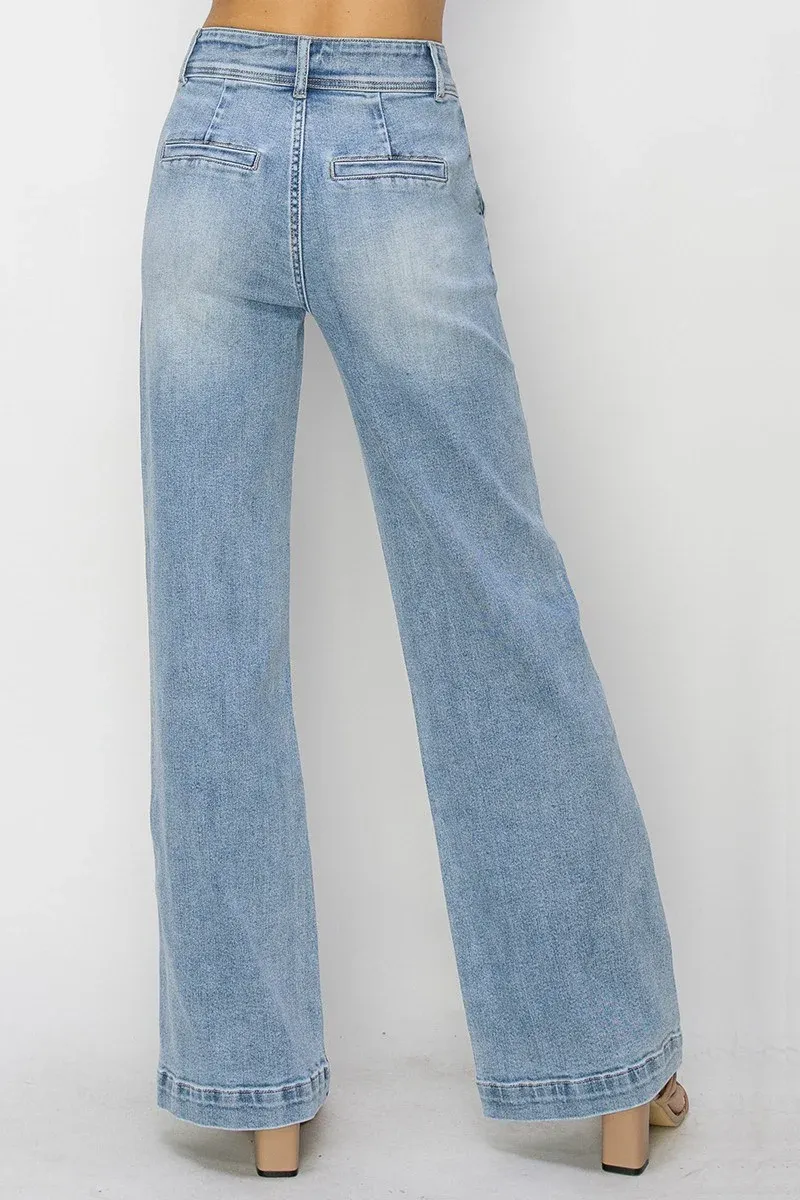 High Rise Double Button Jeans