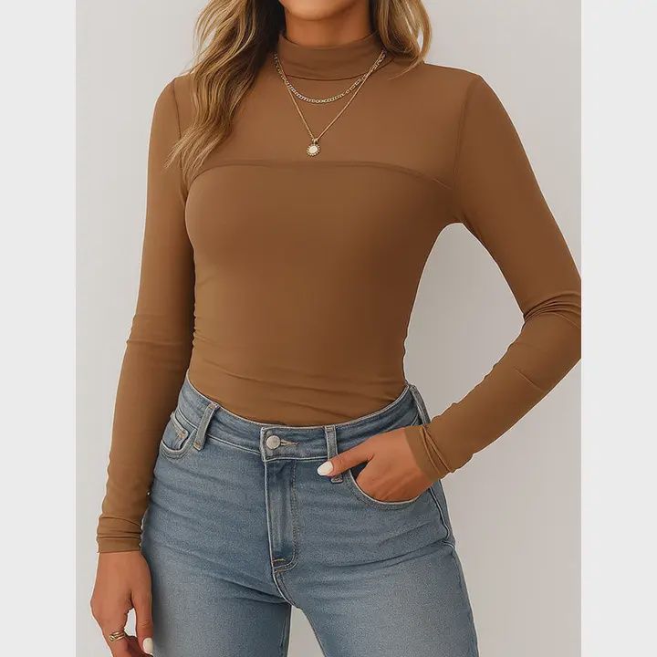 Sheer Mock Neck Mesh Top