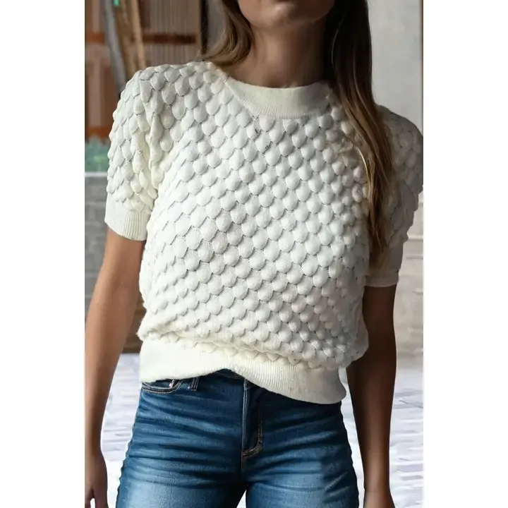 The Honeycomb Knit Top, Colour: white, Size: small