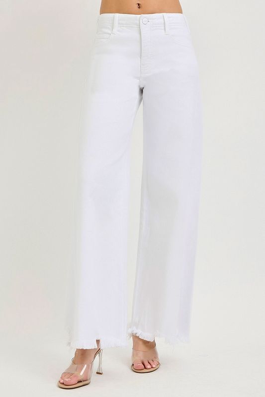 White Freyed High Rise Jeans